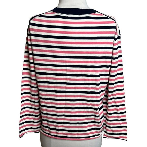 ATM Striped Long Sleeve Sweater Knit Top Cotton Pink Blue White Size XS - Picture 5 of 10